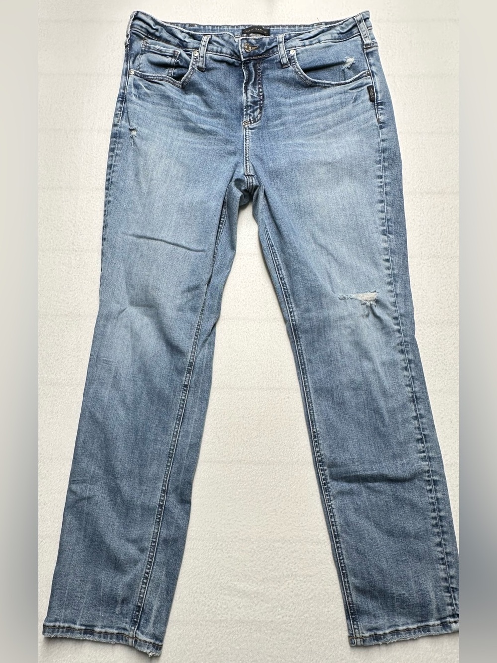 Silver Jeans Co. Beau Women’s Boyfriend Jeans 32x28 Distressed Light Wash Denim